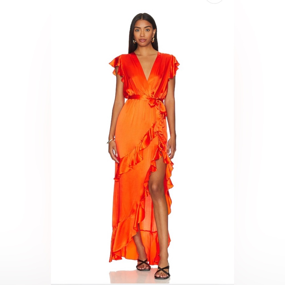 Amanda Uprichard Orange Ruffle Dress